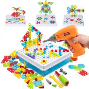 kids drill screw driver tool creative educational drilling game building toy tool kit for boys & girls